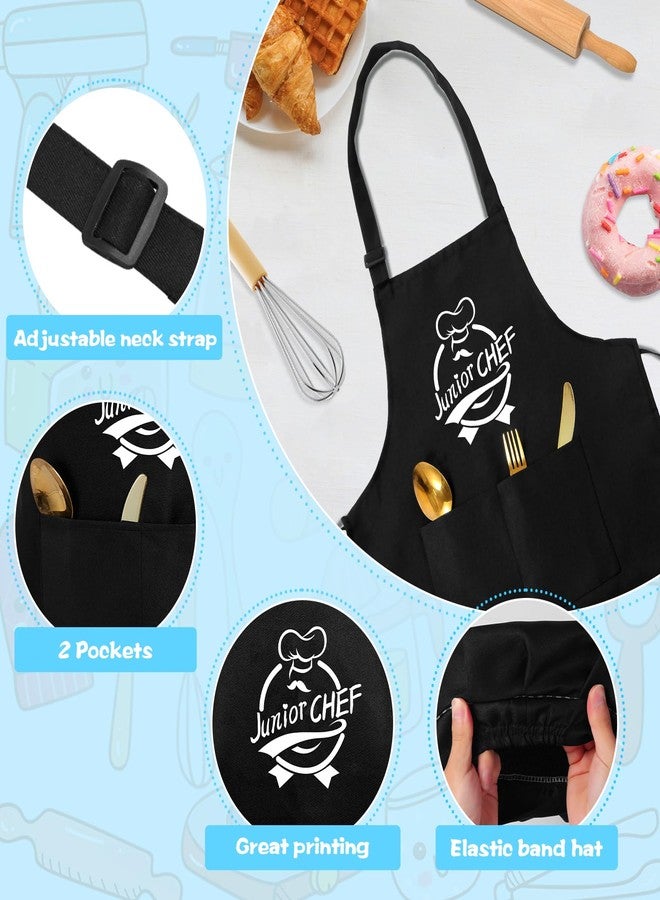YFDFFSDCY Kids Apron and Chef Hat Set, “Junior CHEF” Adjustable Funny Apron Child Kitchen Apron Cooking Baking Painting with 2 Pockets for Boys and Girls - Image 4